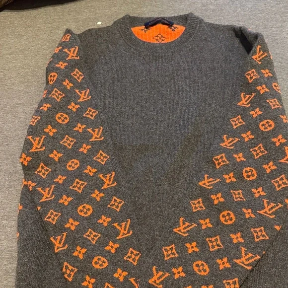 Louis Vuitton Charcoal and Orange Monogram Crewneck Sweater - Picture 1 of 4